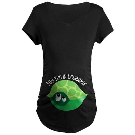 

CafePress - December Due Date Belly Print Turtle Maternity Dar - Maternity Dark T-Shirt