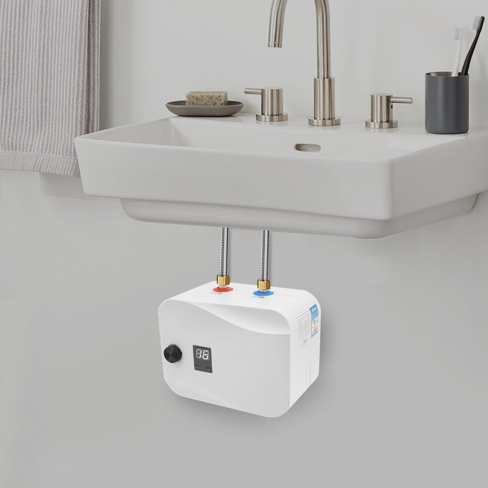 Miumaeov 6L/1.59Gal Vertical Electric Water Heater Mini Tank Hot Water Heater 1500W 110V 86-149°F