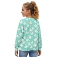 thumbnail image 3 of COEQINE Girls Printed Long Sleeve Cardigan, Lightweight Polyester Crewneck Button Down Jacket, Soft Machine Washable Top for School Outfits & Casual Wear, Ages 5-6, Cute Flower Cyan, 3 of 7