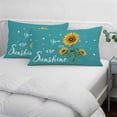thumbnail image 4 of Teal Sunshine Sunflower Throw Pillow Cover, Pillowcase Protectors with Zipper, Breathable Decorative Lumbar Pillow Case Cover, Pastoral Bees Farmhouse Floral Pillow Shams for Couch Sofa 16x24Inch, 4 of 8