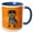 Blue/White, variant on 3drose, Cute Grey Scottish Fold Cat Cartoon - Orange Eyes - Orange Pawprints, 15oz Mug