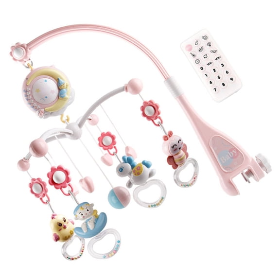 Rotating Rattles and Remote Control Music Box with Music Night Lights Baby Sleeping Toy Baby Musical Crib Mobile