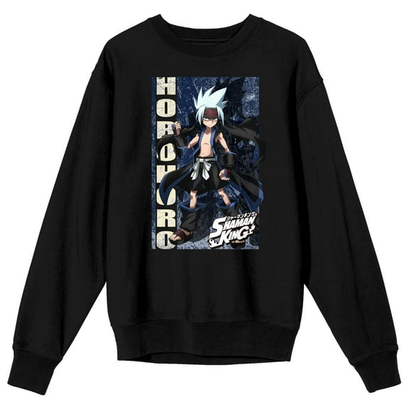 Shaman King Horohoro Crew Neck Long Sleeve Men's Black Sweatshirt-Small
