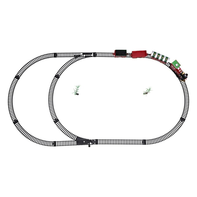 Juego de juguetes navideños con tren eléctrico y música navideña con vía férrea