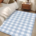 thumbnail image 4 of Blue Plaid Area Rugs 3x5 ft Retro Farmhouse Blue White Plaid Washable Rug Non Slip Indoor Carpet Absorbent Floor Mat for Living Room Bedroom Dining Room, 4 of 9