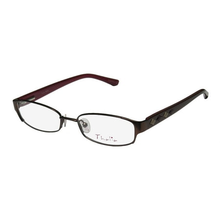 New Thalia Moda Womens/Ladies Designer Full-Rim Brown Durable Spectacular Full-rim Hip Frame Demo Lenses 46-16-125 Flexible Hinges Eyeglasses/Eye Glasses