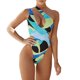 thumbnail image 1 of Traje de baño de una pieza para mujer, un solo hombro, cuello profundo, hermosos patrones, traje de baño de cintura alta tipo 7 M, 1 of 6