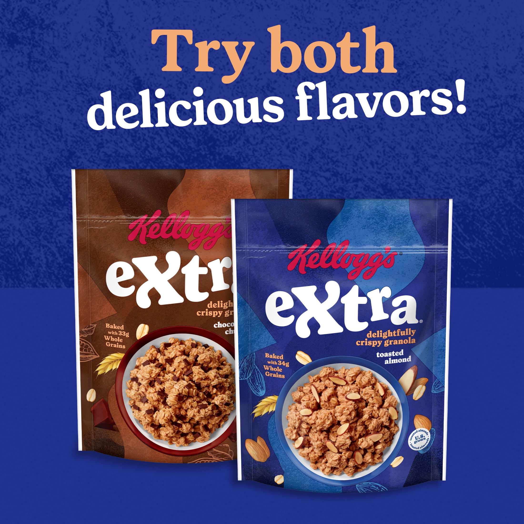 (3 pack) Kellogg's Extra Granola, Whole Grain, On-the-Go Snacks, Toasted Almond, 11oz Bag (1 Bag)