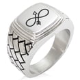 thumbnail image 1 of Stainless Steel Infinity Arrow Geometric Pattern Step-Down Biker Style Polished Ring, 1 of 1