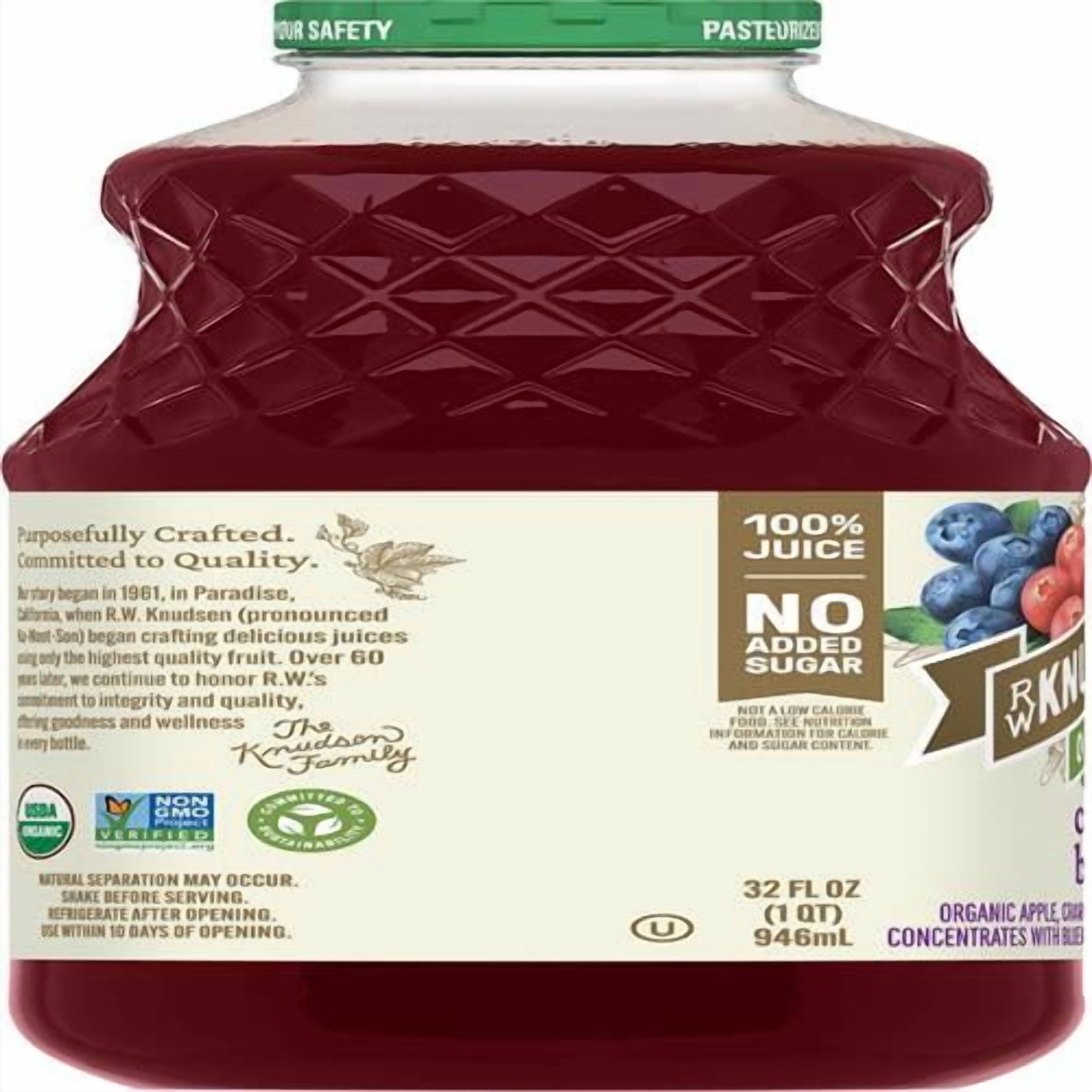 R.W. Knudsen Family Organic Cranberry Blueberry Juice Blend, 32 Ounces - Pack of 2