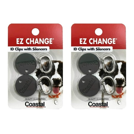 Coastal Pet Products EZ Change Dog ID Clip with Silencer | 2-ID Clips + 2-Silencers per Pack |