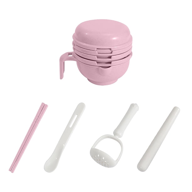 Juego de 10 piezas de tazón para moler alimentos complementarios para bebés, molinillo manual, juego multifuncional para preparar frutas y alimentos para bebés y niños, tazón complementario para alime