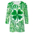 thumbnail image 4 of Craaazy Women's Casual St. Patrick's Day Printed Round Neck Three Quarter Sleeved T-shirt Loose Tops Gifts, 4 of 5