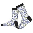 thumbnail image 2 of KLL Blue Flax Flowers Print Cool Socks Men's Women's Crew Socks Funny Crazy Novelty Stockings, 2 of 7