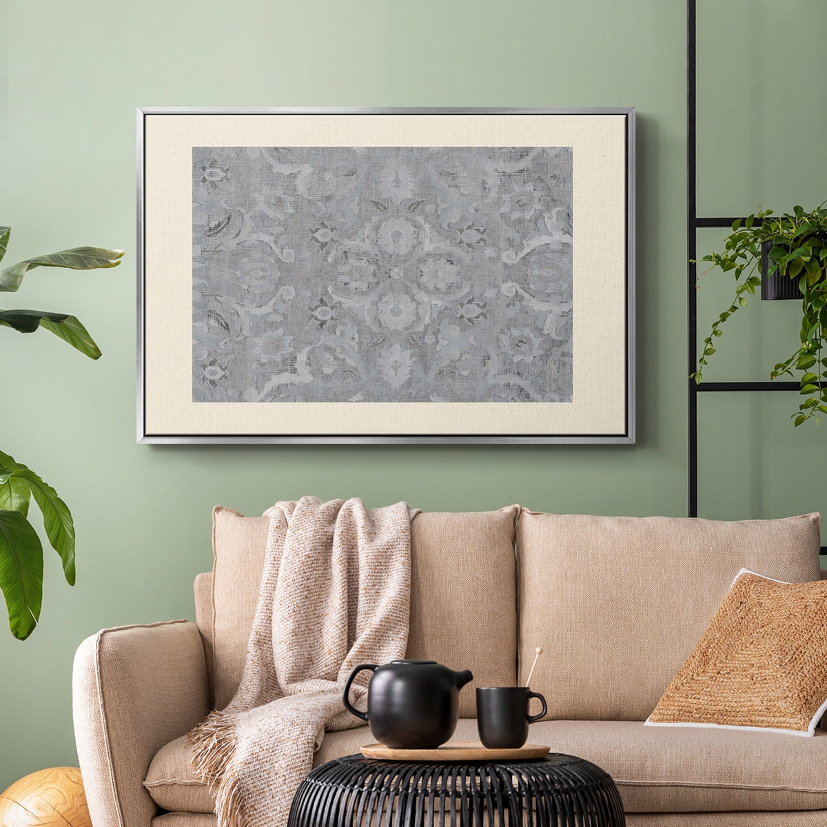 Vintage Abstract Print-I Framed in Silver Wood Gallery Wrapped Canvas 25 in. x 37 in.