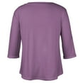 thumbnail image 5 of ADSSDQ Womens Shirts Plus Size 3/4 Sleeve With Pocket Y2K Plain Floral Top V Neck Blouses Dressy Casual Elbow Length Girls' Tops, Tees & Blouses Fall Oversized Sweatshirt Purple 2XL, 5 of 5