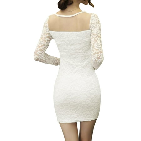 bodycon applique xs mesh leaves panel lace mini dress