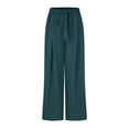 thumbnail image 2 of CKpwisy Wide Leg Pants for Women Elastic Waist Drawswtring Loose Pant Linen High Waisted Palazzo Pants Work Casual Flowy Tie Knot Trousers with Pockets, 2 of 6