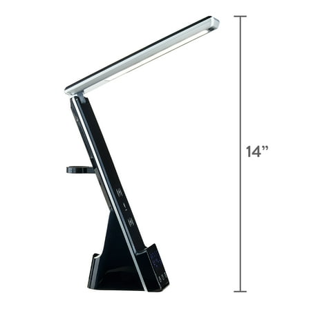 Mainstays 10.9' 5-in-1 LED Dimmable Wireless Charging Foldable Hinge Desk Lamp