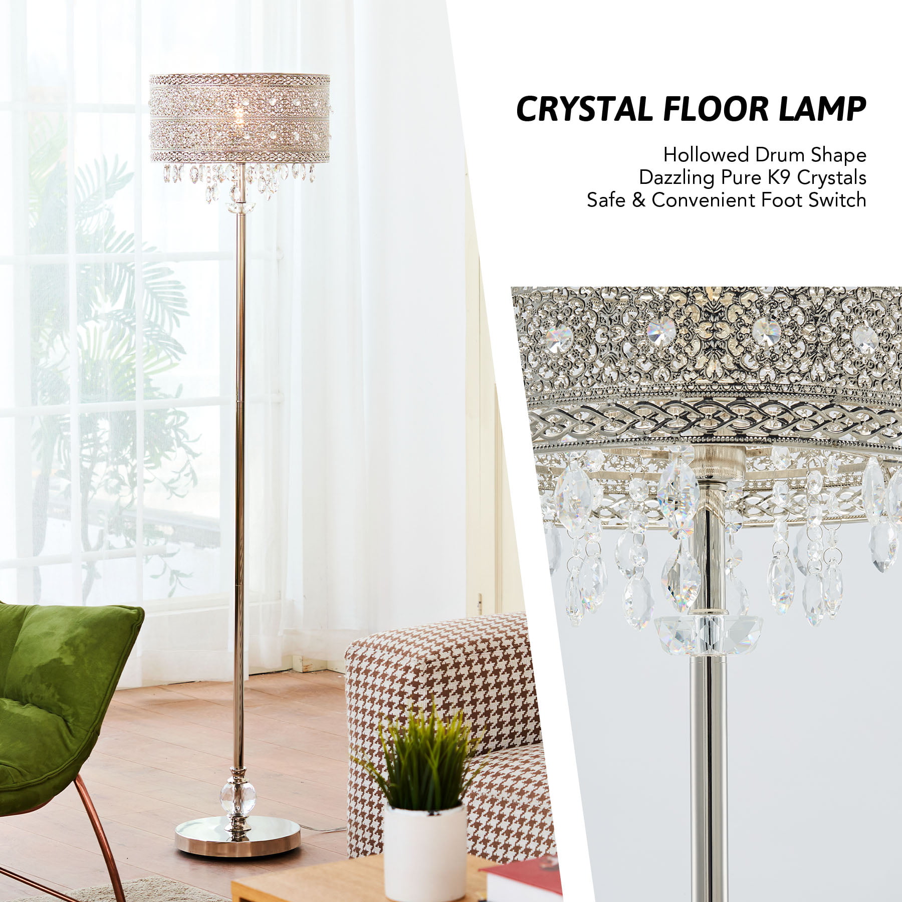 63 Crystal Standing Lamp W Bohemian, Crystal Chandelier Floor Standing Lamps