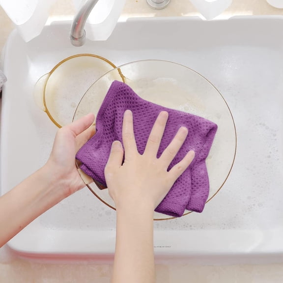 NANDIYNZHI Cotton Dish Cloth Cotton Kitchen Towel Purple Soft for Kitchen, Tea Towel, Dish Cloth, Shower Back Washer, Washcloth, Body Scrubber
