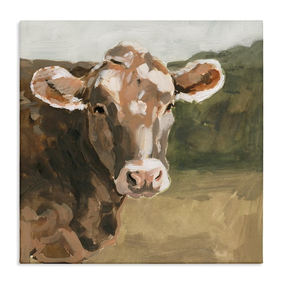 Stupell Industries Rustic Lodge Soft Country Meadow Cow Canvas Art, 17 x 17, by Victoria Barnes