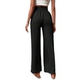thumbnail image 5 of Sexy Dance Pants for Women Elastic Waist Straight Wide Leg Palazzo Pant Casual Soft Bottoms Lounge Trousers with Pockets Black S, 5 of 9