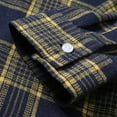 thumbnail image 5 of Wyobmus Men's Twill Button Down Shirt Regular Fit Dress Shirts Long Sleeve Plaid Flannel Casual Shirts Spread Collar Business Work Shirts Blouses L-Yellow, 5 of 7