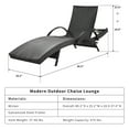thumbnail image 6 of 80.3” Outdoor Lounge Chairs Set of 6, Black Wicker Chaise Lounge, Patio Recliner Chair, Adjustable Backrest Pool Lounger, Tanning Chairs for Outside with Pull-Out Side Table, Steel Frame, 6 of 12