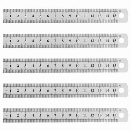 2024 TOP! 5 Pcs Dual Side Marked 15cm 6 inch Stainless Steel Straight Ruler