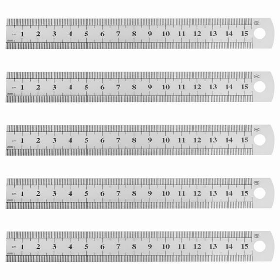 2024 TOP! 5 Pcs Dual Side Marked 15cm 6 inch Stainless Steel Straight Ruler