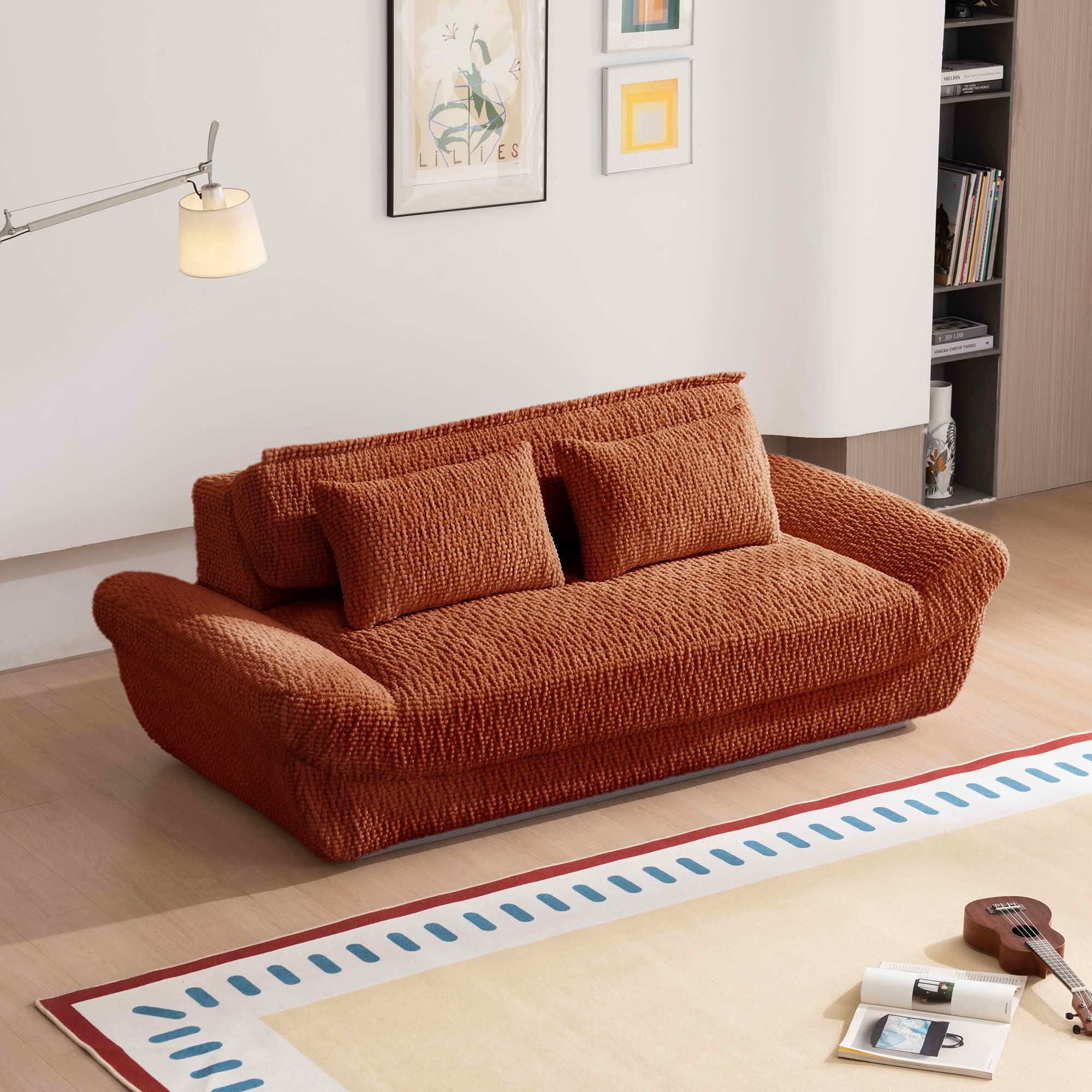 MAYEERTY Cloud Couch Compressed Corduroy Loveseat, 2-Seater Ergonomic High Back Sofa, Plush Cushioning, No Assembly, Boxed Sofa for Small Spaces