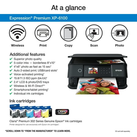 Epson - Expression Premium XP-6100 Wireless All-In-One Inkjet Printer - Black