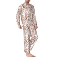 thumbnail image 2 of Daiia Autumn Floral Deer for Men's Long-Sleeved Pajama Set – Soft & Comfortable Sleepwear Button-Up Pajamas Cozy Lounge Wear-Large, 2 of 7