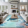 thumbnail image 4 of Coastal Turtle Blue Area Rug 5x8 Washable Rug Non Slip Summer Beach Nautical Coral Starfish Large Area Rug Soft Stainresistant Indoor Floor Carpet for Living Room Bedroom Home Office Dining Room, 4 of 8