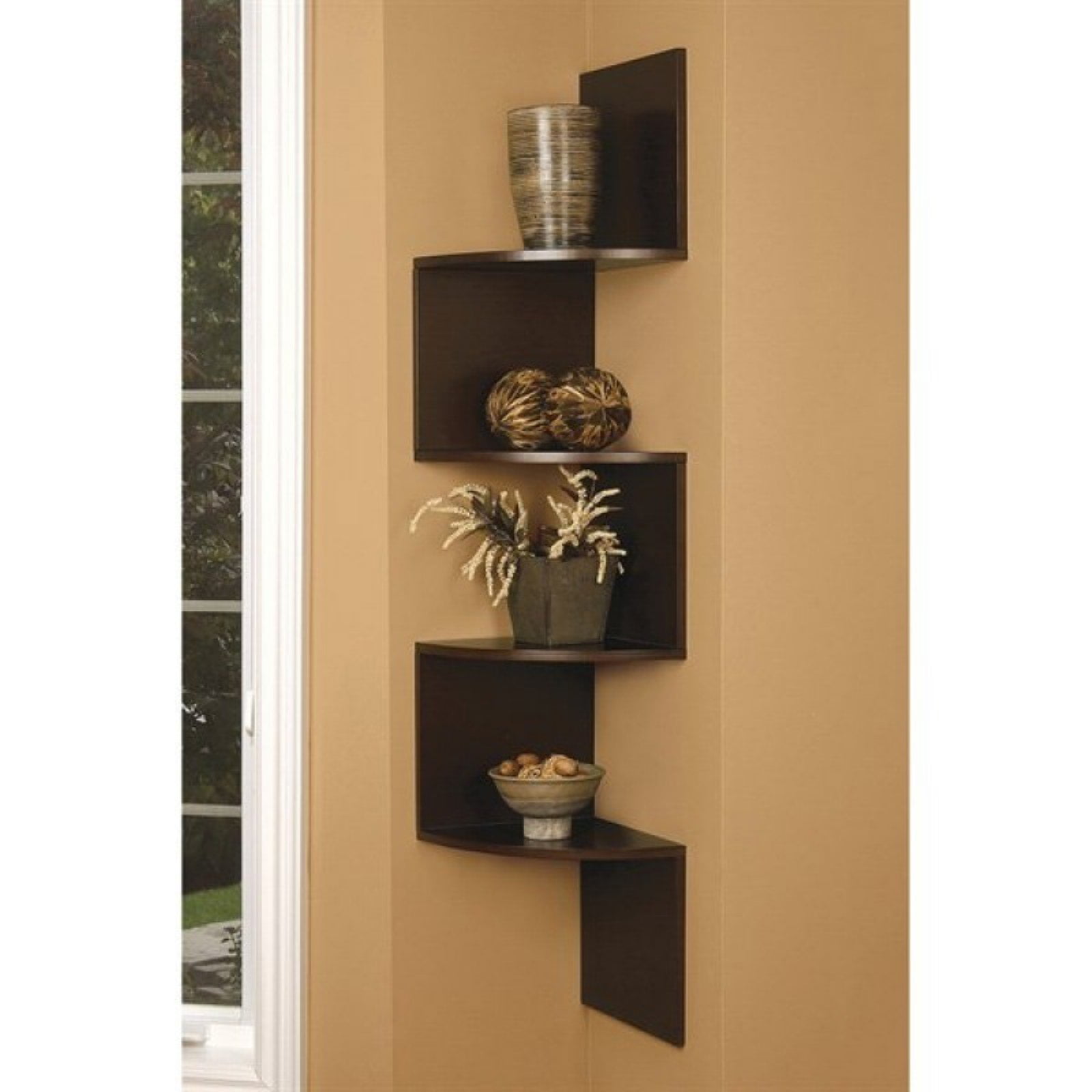 BTExpert Large Corner Zig Zag Wall Shelf