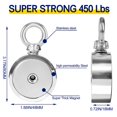 thumbnail image 4 of DIYMAG Double Side Neodymium Fishing Magnets, 450lbs Pulling Force Rare Earth Magnet with Durable Rope and Protective Gloves,for Retrieving in River and Magnetic Fish, 4 of 6