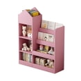 thumbnail image 5 of Glavbiku Pink Kids Wood Bookshelf & Toy Organizer,6 Compartment,2 Basket,Multi-Shelf Storage Cubby, 5 of 10