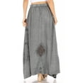 thumbnail image 2 of Sakkas Zarah Women's Boho Embroidery Gypsy Skirt with Lace Elastic Waist Pockets - Grey - Plus Size, 2 of 5