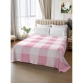 thumbnail image 2 of Pink Plaid Flat Sheets Only Twin XL Size, Soft Breathable Bed Top Sheets for Mattress, Spring Farmhouse Buffalo Checkered Luxury Bedding Flat Sheets for Home Hotel Bedroom Bed Protection, 2 of 9