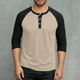 thumbnail image 2 of Dovford Mens Casual Slim Fit T-Shirts Henley Shirts Raglan Long Sleeve Jersey Baseball T Shirts Fall Crewneck Color Block Shirt, 2 of 7