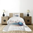 thumbnail image 4 of Ambesonne Bowling Party Quilted Bedspread Set 2 Pcs, Thrown Ball Hit, Twin Size, White Pale Blue Red, 4 of 5