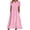 Pink, variant on Women's Blue Eyelet Lace Short Sleeve Midi Dress with Ruffle Hem Floral Cotton and Pocket