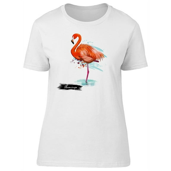 Cool Grunge Watercolor Flamingo T-Shirt Women -Image by Shutterstock, Female Large