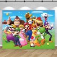 thumbnail image 3 of Fondo para fotografía de fiesta de cumpleaños de Super Mario, Luigi, Boys Bros, fondo para baby shower, pancarta de pared, póster, pancarta decorativa, 3 of 5