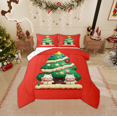 thumbnail image 1 of Erosebridal Kawaii Xmas Tree Bedding Full Comforter Set, Red Green Christmas Down Comforter, Reversible 3pcs, 1 of 8