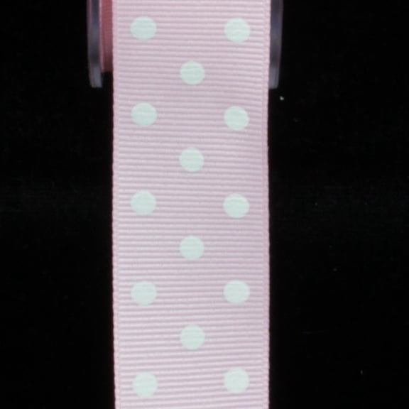 The Ribbon People Pink and White Polka Dotted Grosgrain Craft Ribbon 1" x 88 Yards