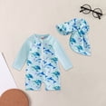 thumbnail image 5 of Lullu Boys Long Sleeve Rash Guard One-Piece Swimsuit with Hat Bathing Suits, Sizes 3M-3T, 5 of 6