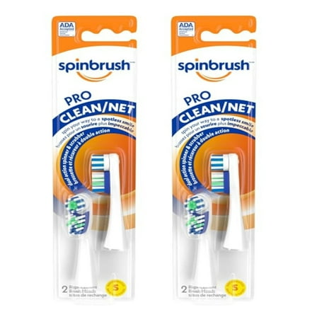 Spinbrush Pro Clean Replacement Toothbrush Heads, Soft Bristles, Dentist Recommended, 4-Pack