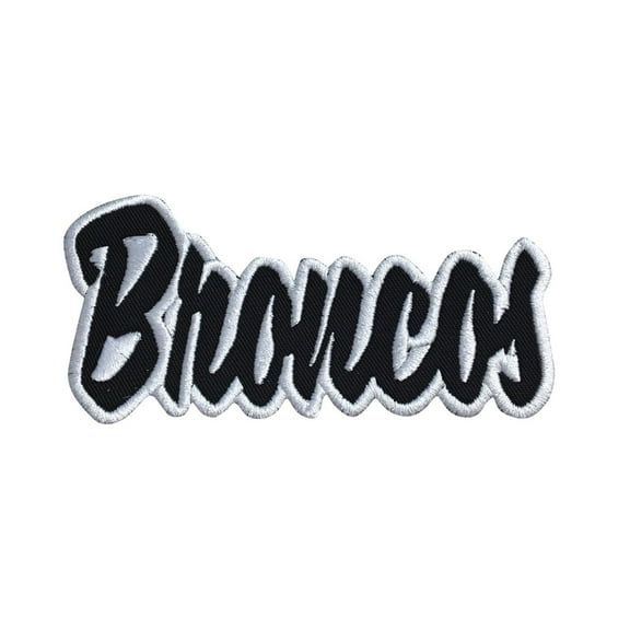 Broncos - Black/White - Team Mascot - Words/Names - Iron on Applique/Embroidered Patch